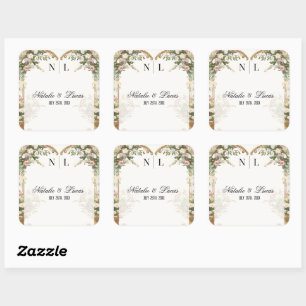 Elegantes Watercolor Blumenherz Quadratischer Aufkleber