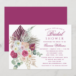 Elegantes Watercolor Boho Floral Brautparty Einladung