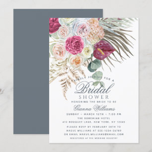 Elegantes Watercolor Boho Floral Brautparty Einladung