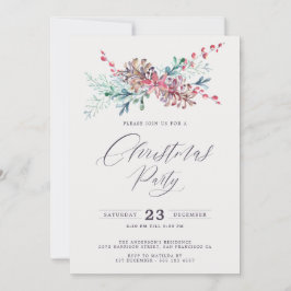 Elegantes Watercolor Botanicals Weihnachts-Party Einladung