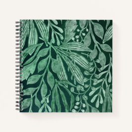 Elegantes Watercolor Botanisches grünes Blätter Ku Notizbuch