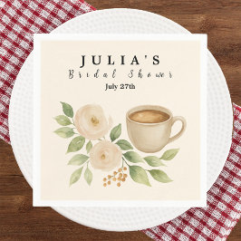 Elegantes Watercolor Coffee Brautparty Serviette