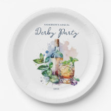 Elegantes Watercolor Derby Party Paper Plate