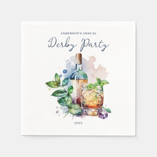 Elegantes Watercolor Derby Party Serviette (Vorderseite)