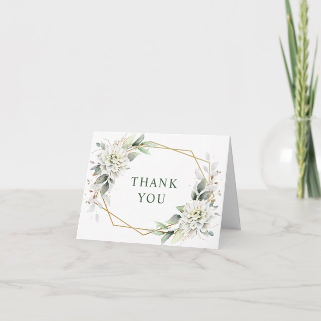 Elegantes Watercolor Dusty Blue Foliage Dankeskarte (Vorderseite)