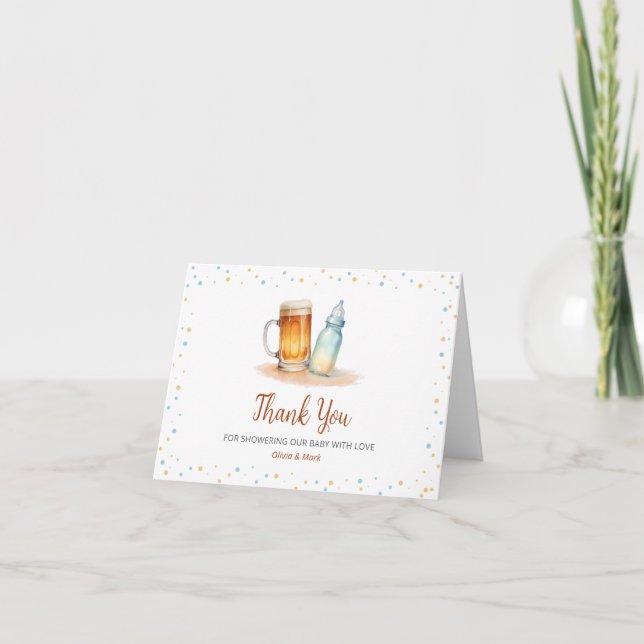 Elegantes Watercolor Ein Baby wird Babydusche zube Dankeskarte (Vorderseite)