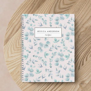 Elegantes Watercolor-Eukalyptus-Rezept personalisi Notizbuch