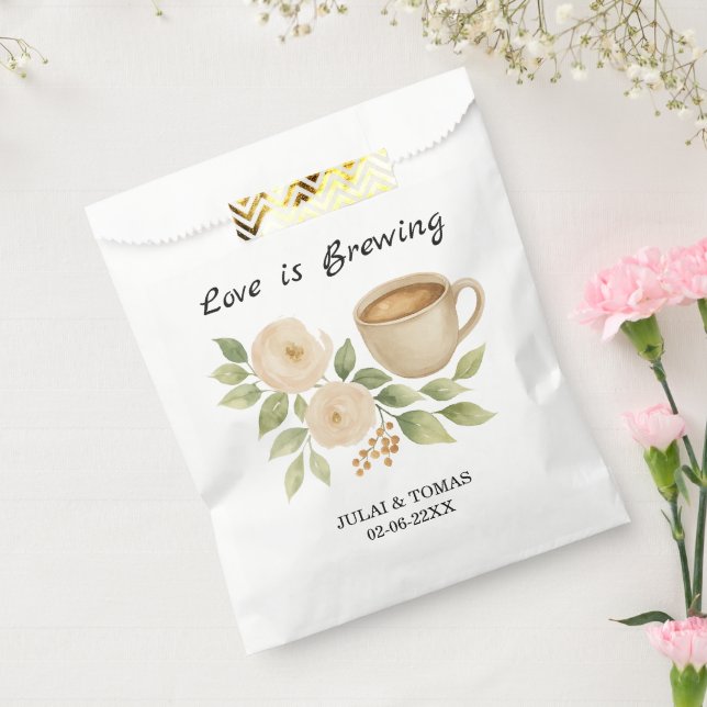 Elegantes Watercolor Floral Coffee Brautparty Geschenktütchen (Versiegelt)
