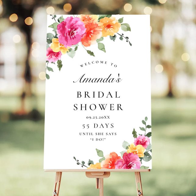 Elegantes Watercolor Floral WELCOME Brautparty Poster (Von Creator hochgeladen)