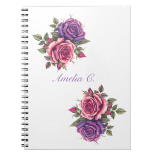 Elegantes Watercolor Floral White Notebook Notizblock