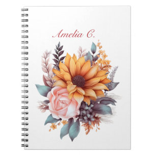 Elegantes Watercolor Floral White Notebook Notizblock