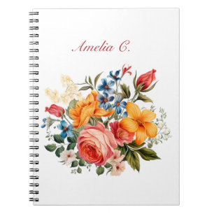 Elegantes Watercolor Floral White Notebook Notizblock