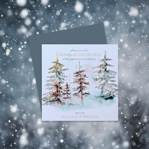 Elegantes Watercolor Forest Holiday Cocktail Party Einladung