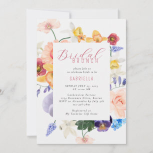 Elegantes Watercolor Garden Florals Brautparty Einladung
