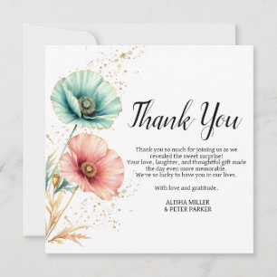 Elegantes Watercolor Gender Reveal Danke Karte