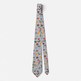 Elegantes Watercolor Graues Blumenmuster Krawatte