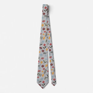 Elegantes Watercolor Graues Blumenmuster Krawatte