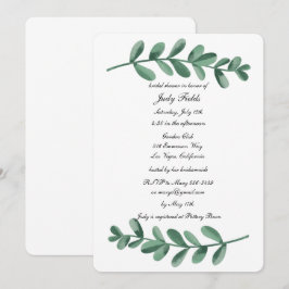 Elegantes Watercolor Green Blätter Brautparty Einladung