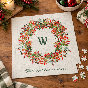 Elegantes Watercolor Greenerity Wreath Monogramm C
