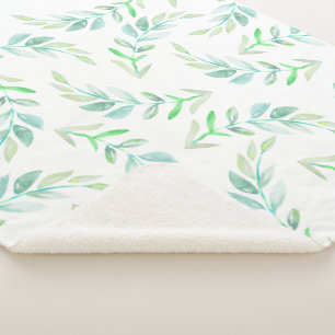 Elegantes Watercolor Grünfoliage Sherpadecke