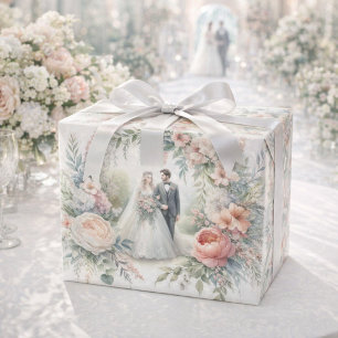 Elegantes Watercolor Hochzeitspapier Geschenkpapier