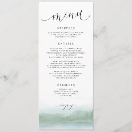 Elegantes Watercolor Lake & Trees Wedding Menu Menükarte