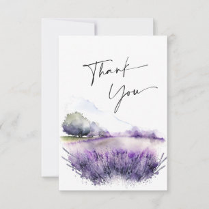 Elegantes Watercolor Lavender Blume Hochzeit Dankeskarte