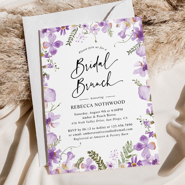 Elegantes Watercolor Lavender Bridal Brunch Einladung (Von Creator hochgeladen)