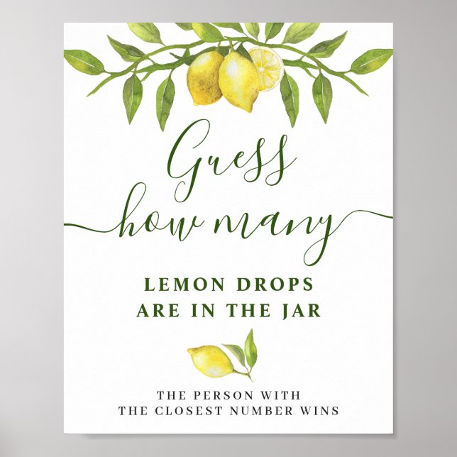 Elegantes Watercolor Lemon Brautparty Poster (Vorne)