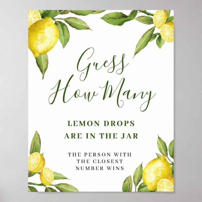 Elegantes Watercolor Lemon Brautparty Poster (Vorne)