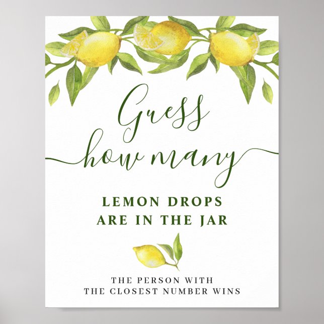 Elegantes Watercolor Lemon Brautparty Poster (Vorne)