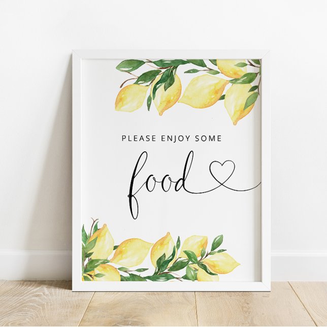 Elegantes Watercolor Lemon Food Sign Poster (Von Creator hochgeladen)