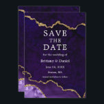 Elegantes Watercolor Lila Goldmarmor Agate Geode Save The Date<br><div class="desc">Moderne Elegante Wasserfarbe Lila und Gold Marble Agate Geode Save the Date Karte</div>