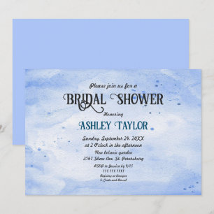 Elegantes Watercolor Navy Blue Rustic Brautparty Einladung