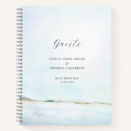 Elegantes Watercolor Ocean Beach Wedding Gästebuch Notizbuch