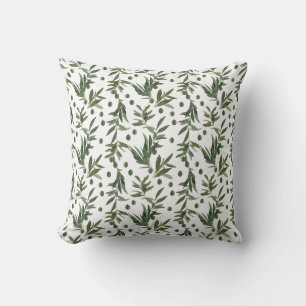 Elegantes Watercolor Olive Branch Muster Kissen
