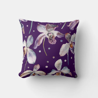 Elegantes Watercolor Orchideen Kissen