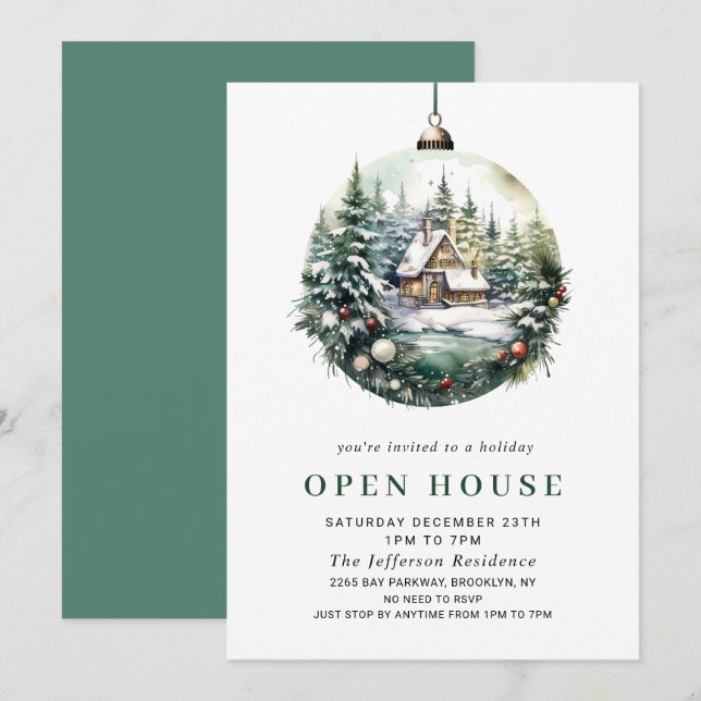 Elegantes Watercolor Ornament Weihnachten Einladung (Vorne/Hinten)