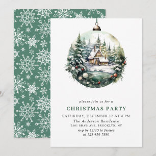 Elegantes Watercolor Ornament Weihnachten Party Einladung
