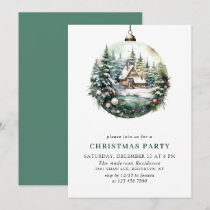 Elegantes Watercolor Ornament Weihnachten Party Einladung