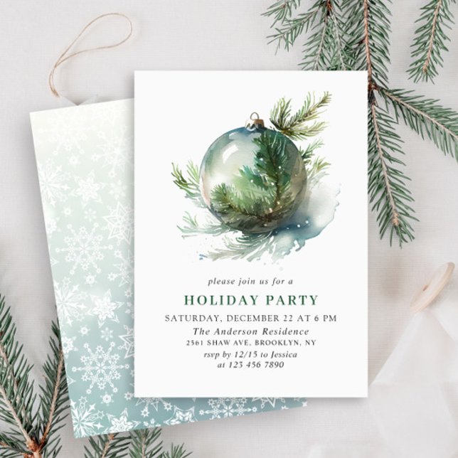 Elegantes Watercolor Ornament Weihnachten Party Einladung (Von Creator hochgeladen)