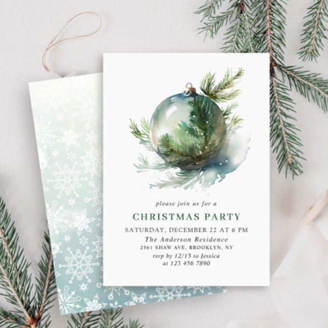 Elegantes Watercolor Ornament Weihnachten Party Einladung (Von Creator hochgeladen)