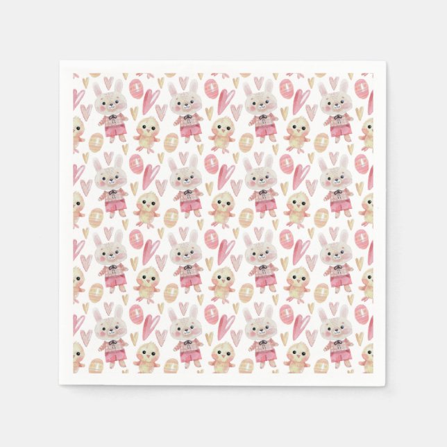 Elegantes Watercolor Ostermuster | Serviette (Vorderseite)