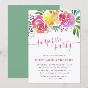 Elegantes Watercolor Party Flora Einladung