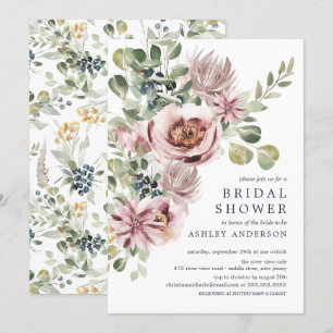 Elegantes Watercolor Peonies Brautparty Einladung
