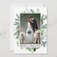 Elegantes Watercolor Pine Frame Wedding Foto