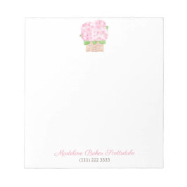 Elegantes Watercolor Pink Hydrangea Lady's Notepad Notizblock