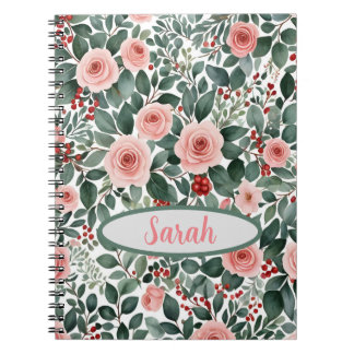 Elegantes Watercolor Pink Roses Notebook Notizblock