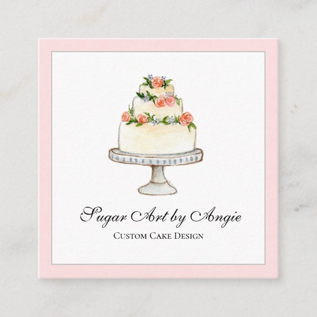 Elegantes Watercolor Quadratische Visitenkarte (Vorderseite)