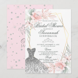 Elegantes Watercolor Rosa Brautparty Einladung